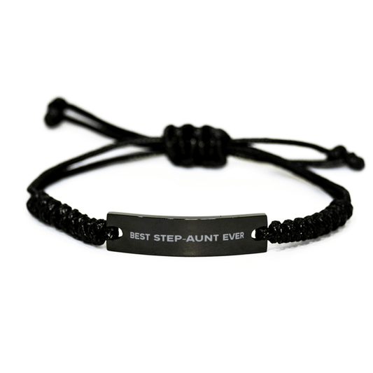 Unique Step-Aunt Black Rope Bracelet, Best Step-Aunt Ever, Gift for Step-Aunt
