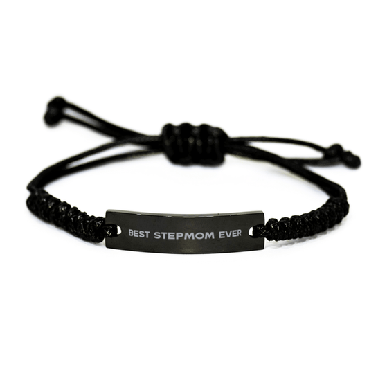 Unique Stepmom Black Rope Bracelet, Best Stepmom Ever, Gift for Stepmom