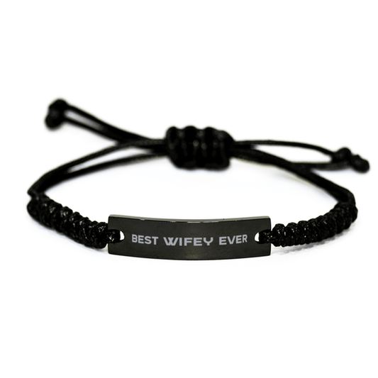 Unique Wifey Black Rope Bracelet, Best Wifey Ever, Gift for Wifey