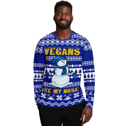 Vegans Ate My Nose - Funny Snowman Ugly Christmas Sweater (Sweatshirt)