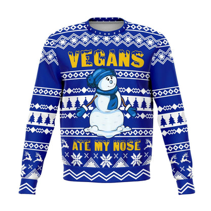 Vegans Ate My Nose - Funny Snowman Ugly Christmas Sweater (Sweatshirt)
