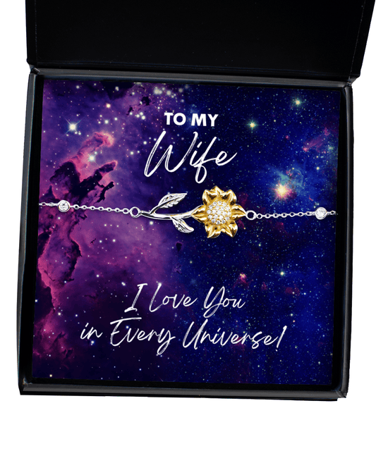 Wife Gift - I Love You In Every Universe - Sunflower Bracelet - Jewelry Gift for Comic Book Wife