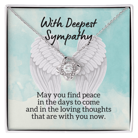 With Deepest Sympathy Loss of Loved One Necklace, Sympathy Bereavement Condolence Gift, In Loving Memory, Remembrance Memorial Grief Jewelry 14K White Gold Finish / Standard Box
