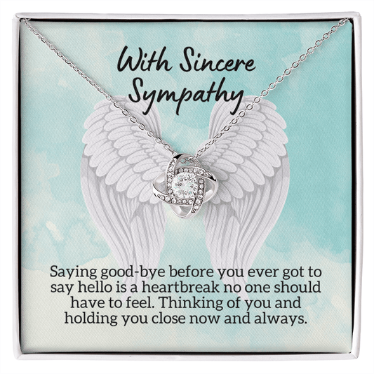 With Sincere Sympathy Miscarriage Necklace - Pregnancy Loss Bereavement Gift - Angel Baby Memorial Keepsake Jewelry 14K White Gold Finish / Standard Box